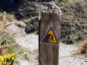 Danger sign, loose rocks