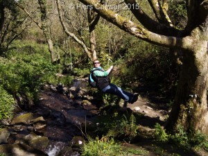 Sherrie on the smaller swing at Cwm Felin